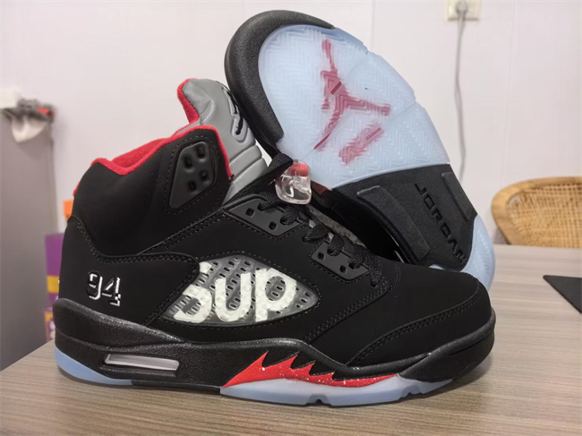 Men's Running Weapon Air Jordan 5 Black Shoes 0122